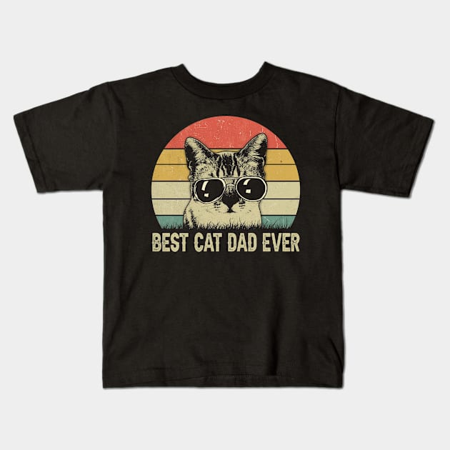 Vintage Best cat dad ever shirt father's day gift Kids T-Shirt by blacks store